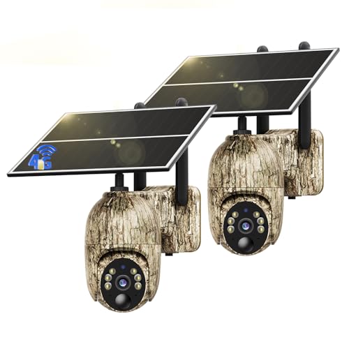 NUASI 4G Camara Vigilancia Exterior con Tarjeta SIM【2 Unidad】, 2K 360° Inalámbrico Solar Cámara...