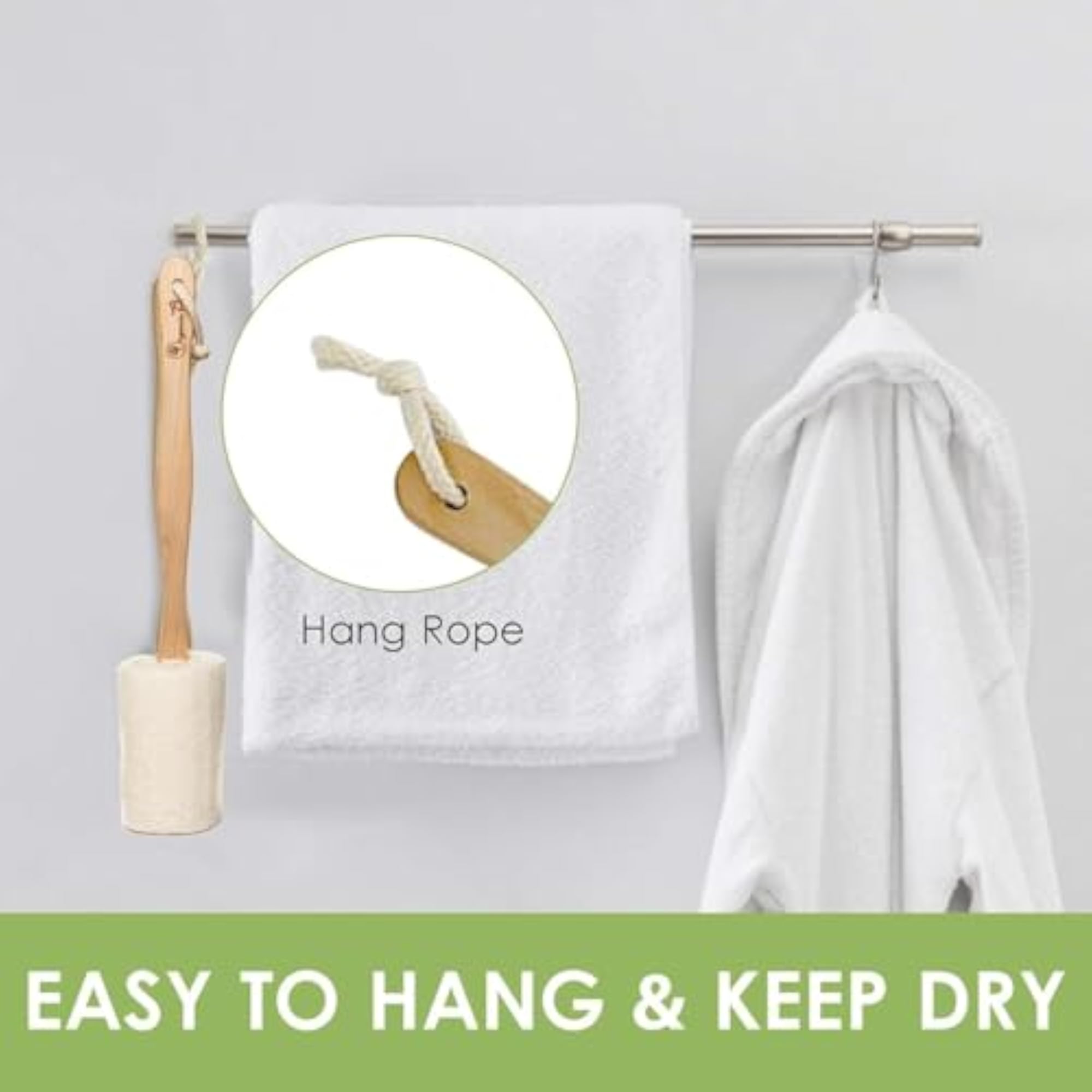 Natural Loofah with Wooden Handle