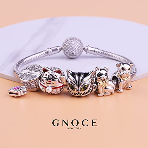 Image of GNOCE Pet Dog Bead Charm for Women,Silver Charms Necklace Bracelet for Her, Jewelry Gift