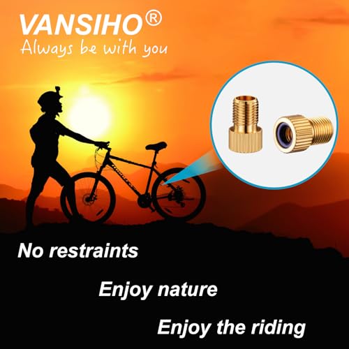 VANSIHO Bike Brass Presta Valve Adapter, Converts Presta to Schrader Inflate Tire Using Standard Bicycle Pump or Air Compressor (5 Pack)