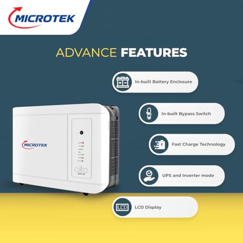Image of Microtek MTKTU1K5S Elite UPS Inverter 1500 12V | Pure Sine Wave with Power Saver Tech | LED Display | 3-Year Warranty | Compatible with All Batteries | Ideal for Home, Office & Shops
