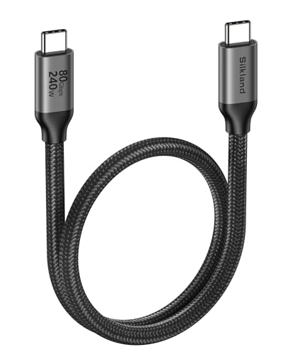 Image of Silkland 80Gbps USB 4 for Short Thunderbolt 5 Cable 1.6FT, 120Gbps Bandwidth for 16K /Dual 8K, 240W Charing, Braided USB C Data Cable Compatible Thunderbolt 4, SSD,MacBook M4 Pro /Max,iPhone 17 /16, Dock