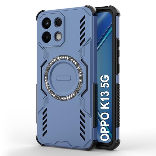 Image of Zapcase Back Case Cover for Oppo K13 5G | Magnetic Case with Built-in Metal Ring | Supports MagSafe Charger, Wallet & Car Mount | Shockproof Hybrid PC + TPU | Blue