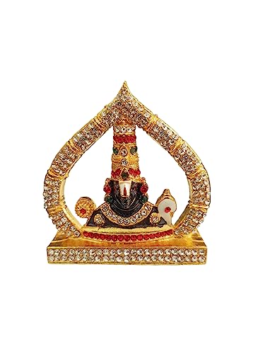 BEXCO Lord Venkateswara with Sudarshan chakra and shankh idol for Car Dashboard - 2.5 '' inch.