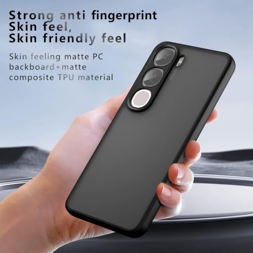 Image of Matte PC+TPU Phone Case for Vivo Y300 5G Air Bag Protection, Anti-Fingerprint, Micro Arc Edge, Never Turns Yellow, Skin-Friendly Feel, Camera Protection, Black