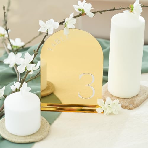 Beautiful Gold Wedding Table Numbers with Stands - Elegant Double Sided 5x7 inch Acrylic Signs Numbered 1-15 - The Perfect Decor for Your Wedding Reception Or Events by ZICOTO - Image 5