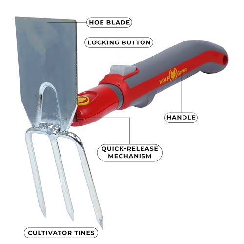 Image of WOLF-Garten 71AIE006650 Small Double Hoe with Handle (Set), Working Width 7 cm, Ideal for Small /Crowded Gardens, Raised Garden Beds - LNM ZM 015