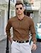 COOFANDY Mens Polo Sweater Long Sleeve Casual Textured Knit Stretch Pullover Sweaters Fall Winter Brown