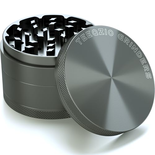TEEQZIO Pollen Grinder Crusher Ø 75 mm aus Aluminiumlegierung mit 4-Teilig, für Spice, Kräuter, Gewürze, Herb, Kaffee mit Pollen Scraper und Pinsel (Grau) TEEQZIO Pollen Grinder Crusher Ø 75 mm aus Aluminiumlegierung mit 4-Teilig, für Spice, Kräuter, Gewürze, Herb, Kaffee mit Pollen Scraper und Pinsel (Grau)