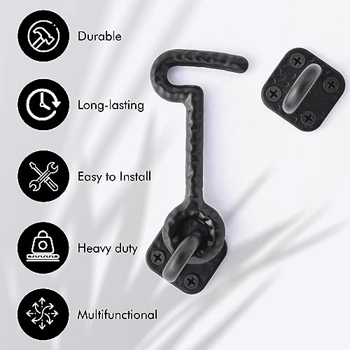 Dr Quality Décor Sliding Barn Door Cast Iron Hook Latch Lock Texture Vintage Country Rustic Decor For Gate Cabinet Log Home Cabin And Shed #TOP2