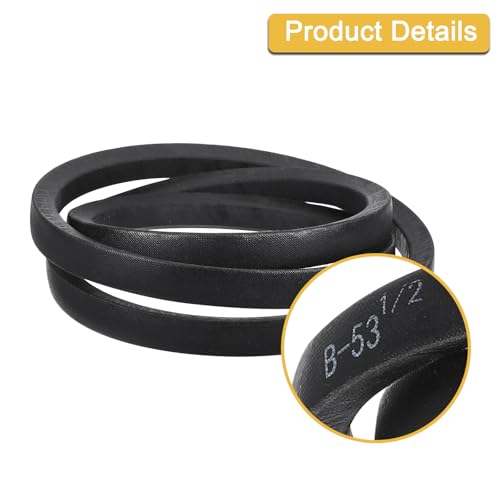 Image of uxcell 3 Pack B53 Classic Wrapped V-Belt, 56 inch Outside Circumference Wrapped Industrial Rubber V-Belt B Profile V-Belt for Industrial Machinery Equipment, Black