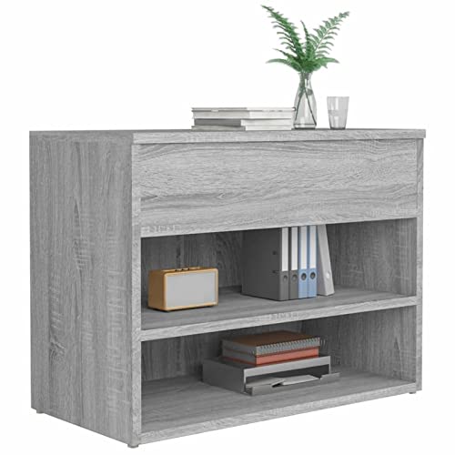 ANGYANG Banco Zapatero, Banco Pasillo, Banco Recibidor, Descalzadora, Estanteria Zapatero, Mueble Zapatero, Madera contrachapada Gris Sonoma 60x30x45 cm - imagen 4