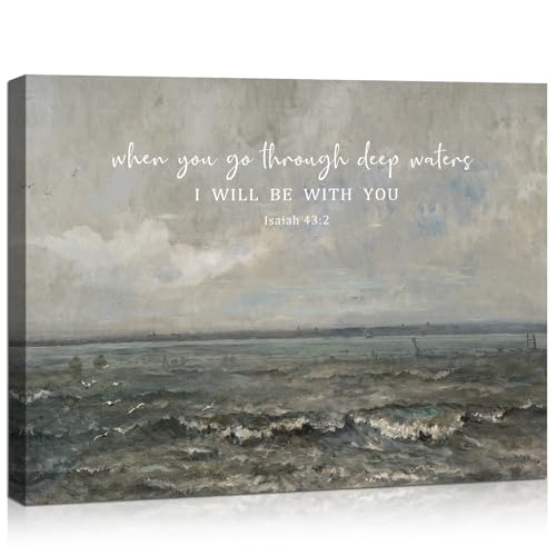 Vintage Bible Verse Canvas Printed Art When You Go Through