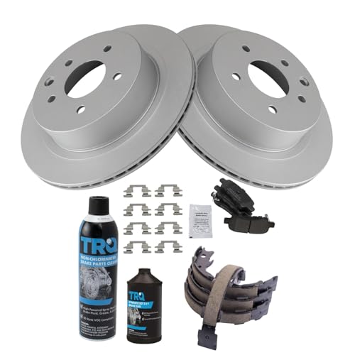 Image of TRQ Rear Brake Pad & Rotor Kit Semi-Metallic Compatible with 2011-2022 Nissan LEAF 2008-2013 Rogue 2014-2015 Rogue Select