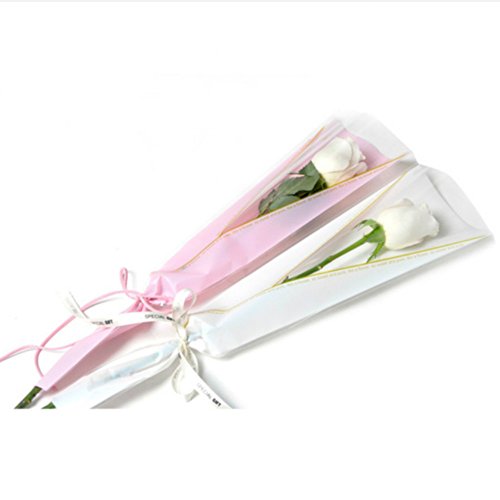 Flower Wrapping Paper Single Rose Packaging Bag 100 Pack Black Color (White)