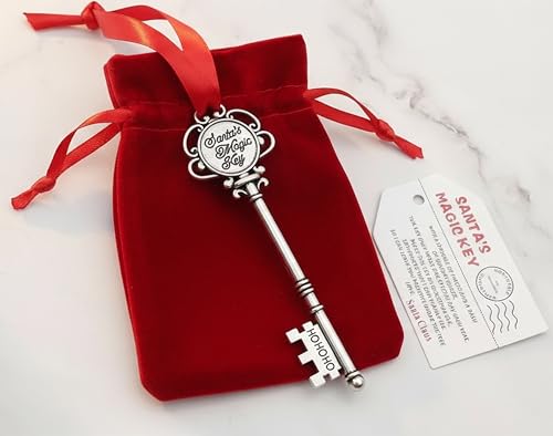 Santa’s Magic Key Ornament – Silver-Toned Metal Key with “Santa’s