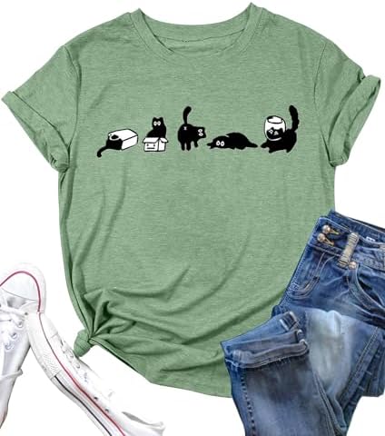 LAZYCHILD Cat Mom Shirts for Women Cat Mama T-Shirts Pet Lover Gi...
