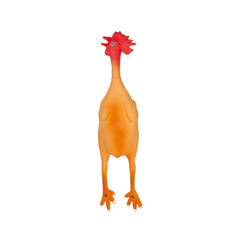 Record - Latex Toy for Dogs Hen with Squeaker - Interactive Pet Toy - Realistic Chicken Shape - Durable Material - Size: 45cm