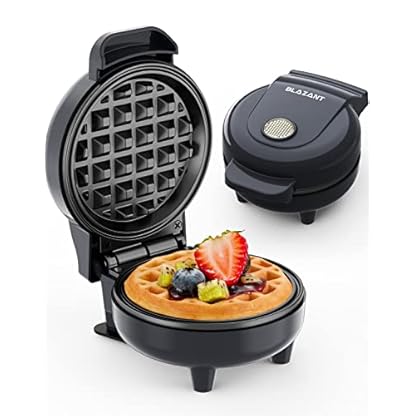 Mini Waffeleisen Belgische Waffel Maschine Kleines Waffeleisen Klassische, für Kindergeburtstage, Familienfeiern, Ostern oder Weihnachten, Niedlich kompaktes Design, 550 Watt, Grau BLAZANT
