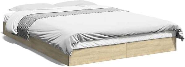 IKAYAA Bed 140 x 200 cm Wood, Upholstered Base, Double Bed, Base for Polchon, Wooden Slatted Bed Slats, Youth Bed, Sonoma Oak