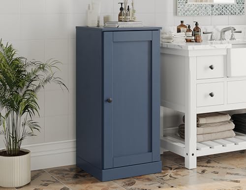 Palace Imports Solid Wood 16.5" Wide Bathroom Storage Cabinet with Shaker Door & Adjustable Shelves in - Antique Blue 3 Shelf Bathroom Floor Cabinet, 100% Eco-Friendly Wood, Made in Brazil