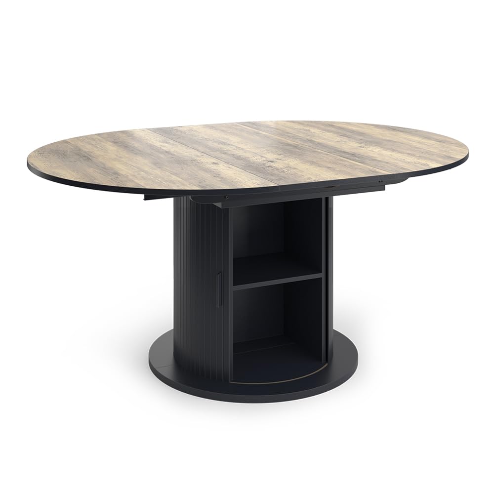 Vicco Table de Salle à Manger Tavero Chêne Rustique/Noir 120-160x120 cm