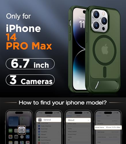 Image of Magnetic Compatible with iPhone 14 Pro Max Case, [Built-in Invisible Kickstand][Compatible with MagSafe] [Military Grade Shockproof] Slim Translucent Matte Phone Case for iPhone 14 Pro Max 6.7 inch