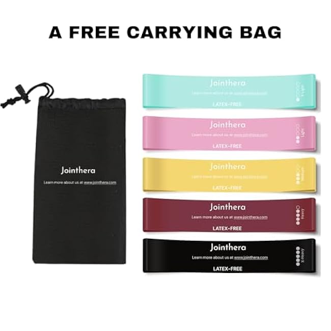 Premium Latex Free Resistance Bands for Working Out - Set of 5 + Carrying Bag | Non Latex Mini Loop Workout Bands Resistance for Women and Men | Physical Therapy, Legs Exercise and Pilates