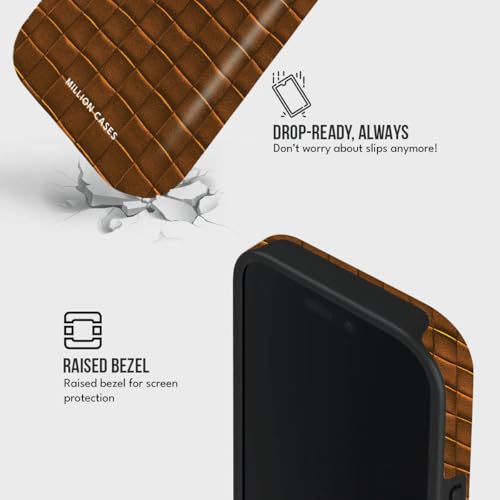 Image of MILLION CASES Back Cover Case for iPhone 15 Pro Scratch Resistant Anti-Slip Polycarbonate Shockproof Protective Durable Artisan Grid Crystal Case for Men & Boys(Maroon)