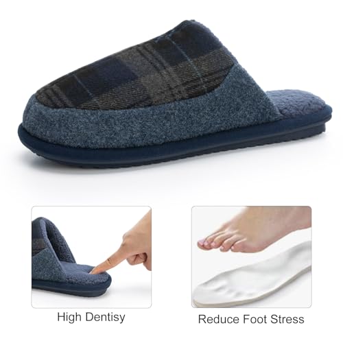 Image of GOEWY Mens Two-Tone House Slippers with Memory Foam Cozy Warm Slip On House Shoes for Indoor Outdoor Gifts for Men Him Dad