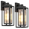 Water Ripple Outdoor Wall Lantern, Exterior Porch Light Fixture Black, 2 Pack Waterproof Wall Lights Fixture, Outside Garage Sconce Lighting, Porch Light Fixture, Mount Lamp, for Patio Outdoor Indoor