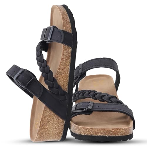 YOKI LORAYN-02 Strappy Sandals For Women With Braided Strap - Cork Sandal Featuring Double Buckle, Comfortable Open Toe Platform Sandals