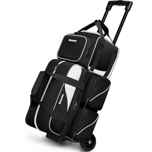 Bosynoy 3 Ball Bowling Bags with Wheels, Single Ball Tote+2