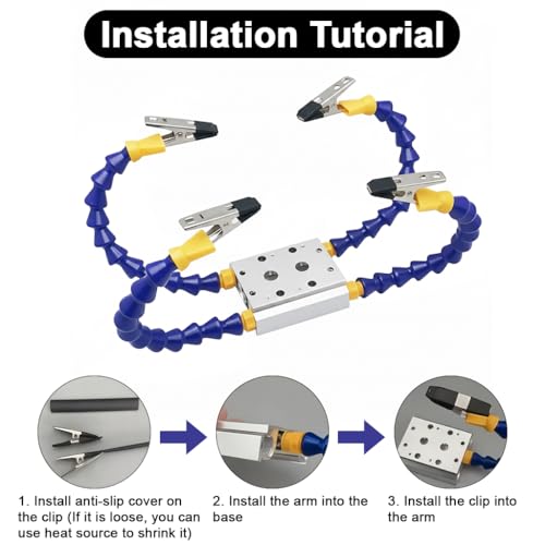 Image of Serplex 4-Claw Soldering Third Hand Tool, 4 Stainless Steel Clips with Flexible Arm, Aluminum Alloy Base, Circuit Board Holding Clip for Repair, Welding, PCB Fixing & Hands-Free Assembly Work