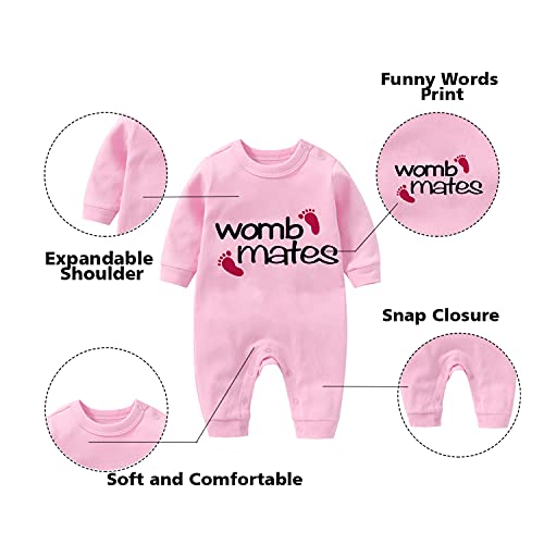 YSCULBUTOL Baby Twins Bodysuit Cute Baby Womb Mates Outfit Girl Funny Romper Baby Girl Clothes Set2