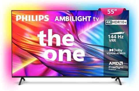 Descontos da Black da Amazon 6 PHILIPS, Smart TV, Ambilight THE ONE 55" 4K 144 Hz, 55PUG8929/78, P5, DTS Play-Fi, Freesync, Dolby Vision e Atmos, 40 WRMS