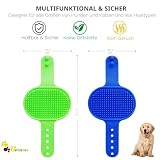 BRILLIRARE 2 Stück Badebürste Gummistriegel, Hochwertige Weiche Silikonbürsten Bürste mit verstellbarem Griff für Hunde Katzen Haustier Kurzhaar & Langhaar mit Massageeffekt, Shampoo Schrubben Kämme