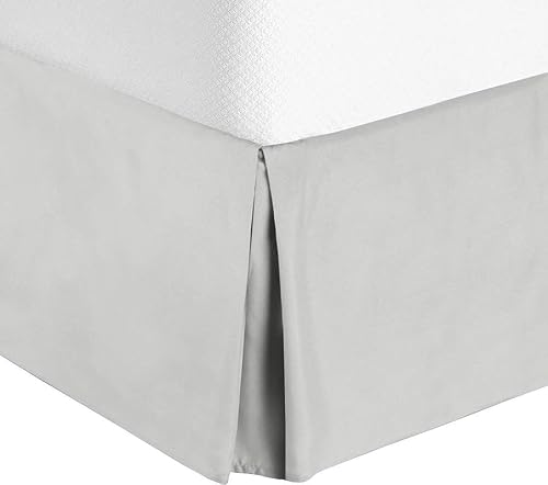 Valencia Beddings Split Corner Bed Skirt 16 Inch Drop Twin Size 100% Egyptian Cotton Wrinkle and Fade Resistant Twin Size, Silver Grey Solid
