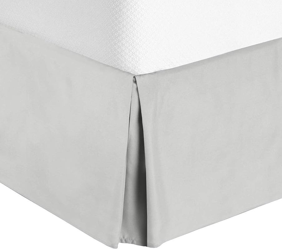 Valencia Beddings Split Corner Bed Skirt 18 Inch Drop Full Size 100% Egyptian Cotton Wrinkle and Fade Resistant Full Size, Silver Grey Solid