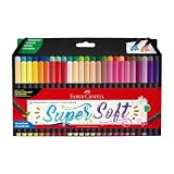 Faber-Castell Marcadores Supersoft Punta Brocha con 50 plumones de diferentes colores y todos con tipo de punta (B), utilizan tinta de alta calidad...