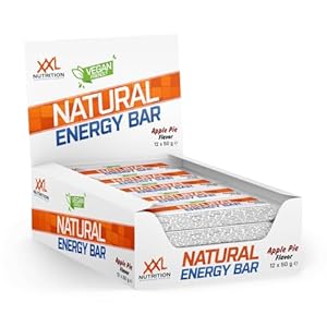 XXL Nutrition – Natural Energy Bar – 12 Pack – 100% Natuurlijke Energiereep – Voedzame Snack Reep – Lactosevrij & Veganistisch – Appeltaart Smaak