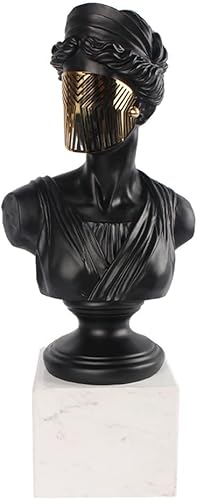 QTBH Chinese feng Shui Statue Sculpture Modern Masked Art Figure Sculpture Ornaments Home Living Room Study Desktop Resin Bust Figure Statue