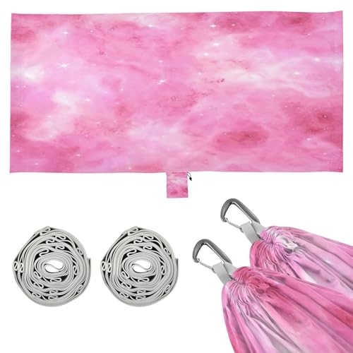 SDMKA Galaxy Pink Camping Hammock, 330 lbs with 2 Tree Straps, Carry Bag, Single Portable Hammock for Outdoor/Indoor, Hiking, Beach, Backpacking, Travel