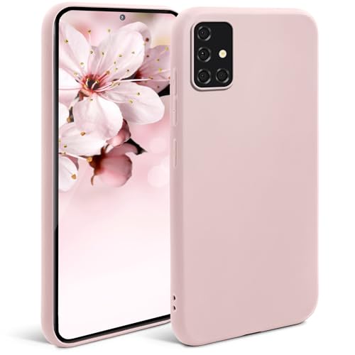 Moozy Minimalist Series Funda Silicona para Samsung Galaxy A51 5G Antigolpes con Acabado Mate, Cover Carcasa de TPU Suave y Fina Cubierta del Teléfono Móvil, Estuche Ultrafina, Rosa Claro