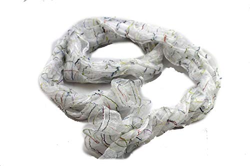 Tfj Women Fashion Neck Scarf Long Sheer Striped Fabric Off Creamy White Clear (White) #TOP11