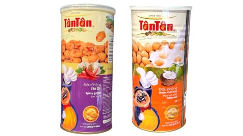 Combo - Spicy Garlic Peanuts and Chili Lime Peanuts - Dau Phong Toi Ot va Dau Phong Chanh Ot - 7 Oz per Can with 2 Cans per Order