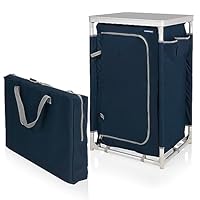 Campart CU-0410 – Camping-Schrank Nantes – 4 verstellbare Füße – 3 Fächer – Blau, Groß