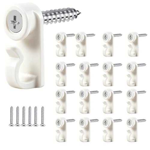 Yefall Hooks for Outdoor String Lights, 30 Pack Christmas Light Clips, Weatherproof Light Hanger Hooks Screw-in Hooks for Hanging Christmas Lights and Wire,Cable,Fairy Lights,Wind Chimes (White)