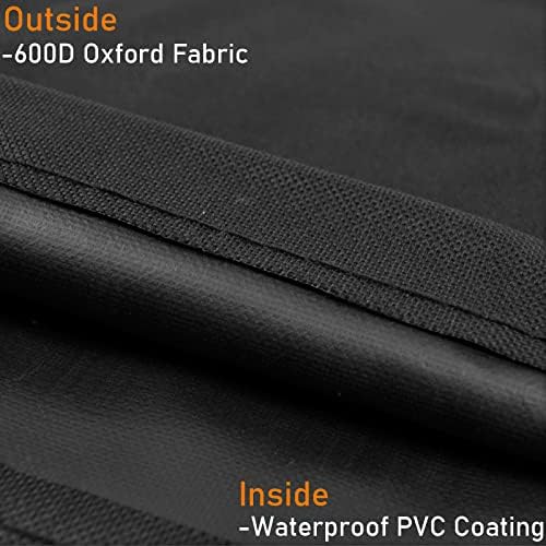 Close-up view of the grill cover fabric, showing the outer 600D Oxford fabric and inner waterproof PVC coating