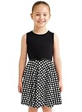 A2Z 4 Kids Filles Robe Patineuse Panneau Tacheté Soirée Dansante Robes d'été sans Manches Évasée Confortable   Skater Dress Spotty Panel Black 9 10